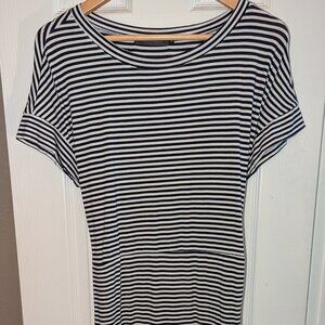 MEROKEETY Women's Summer Striped Short Sleeve T Shirt Dress